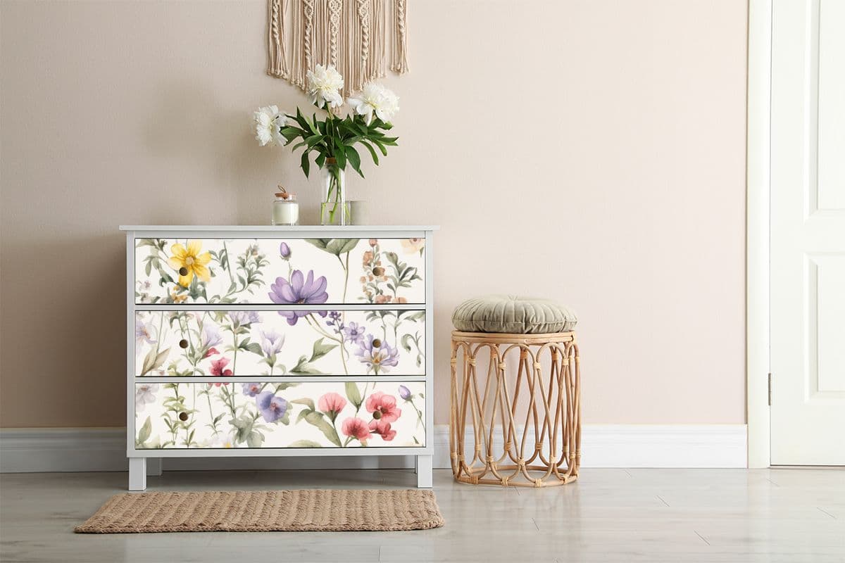 Floral Design Furniture Wallpaper shown in a room