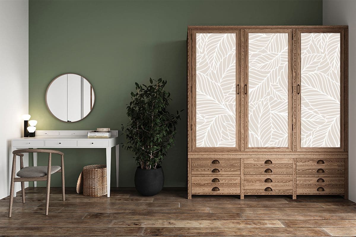 Golden Leaves Elegance Furniture Wallpaper shown in a room
