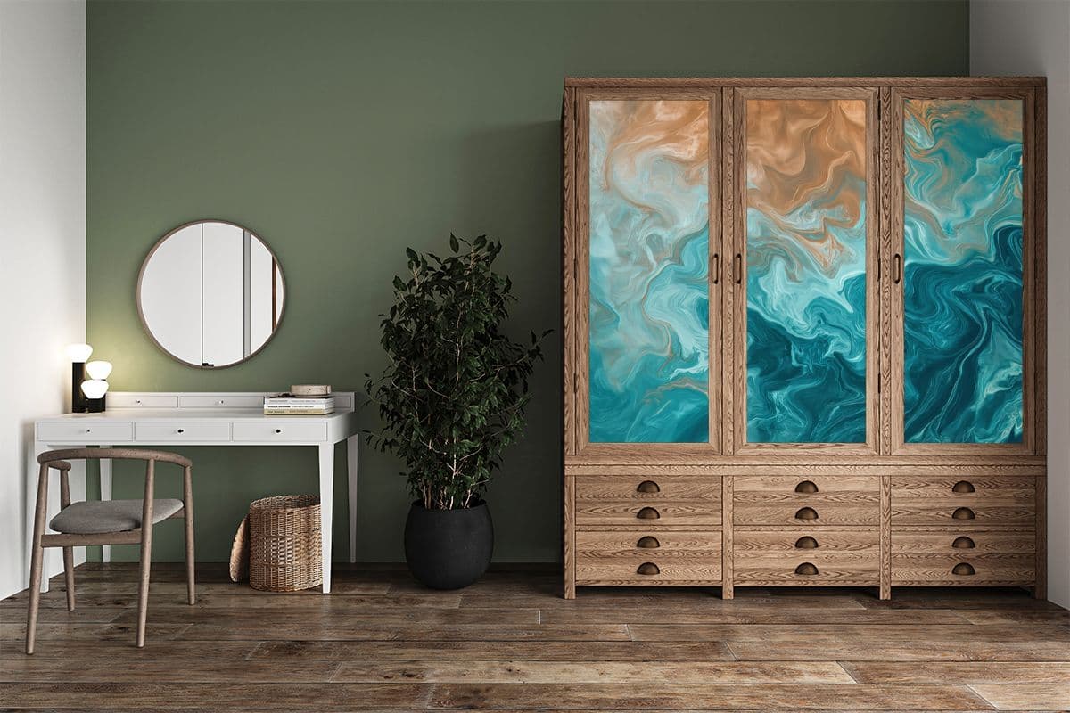 Gorgeous Blue Marble Furniture Wallpaper shown in a room