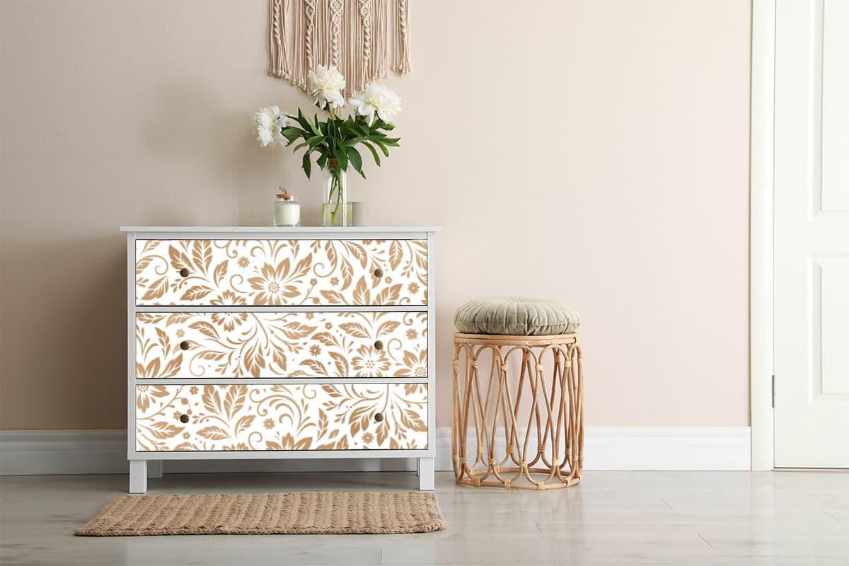 Luxurious Floral Pattern Furniture Wallpaper shown in a room