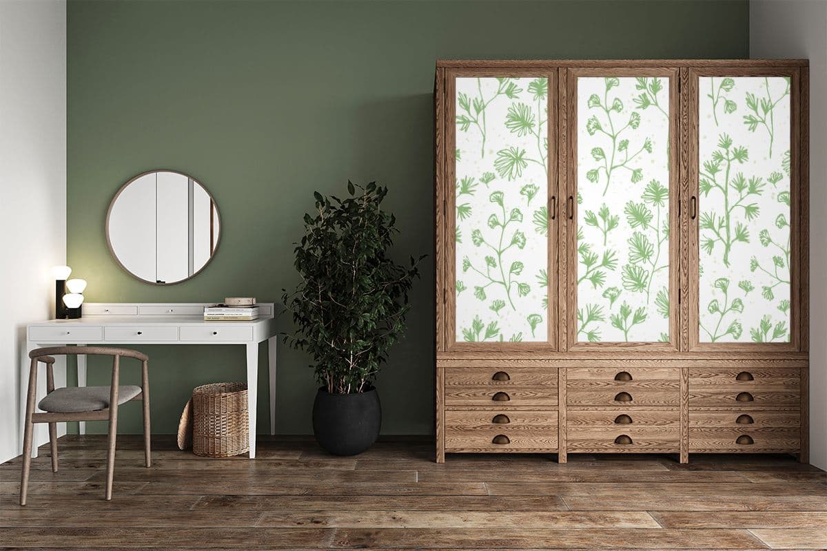 Mesmerizing Green Branches Furniture Wallpaper shown in a room
