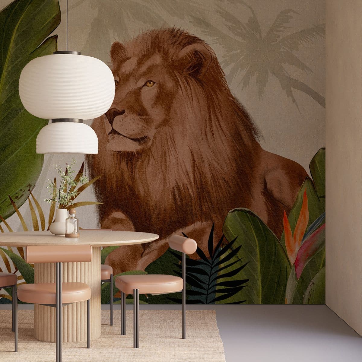 Simha, Lion Lore Legends Wallpaper Mural shown in a room