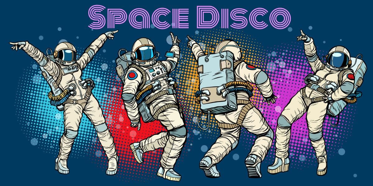 Dancing Astronauts Furniture Wallpaper pattern detail