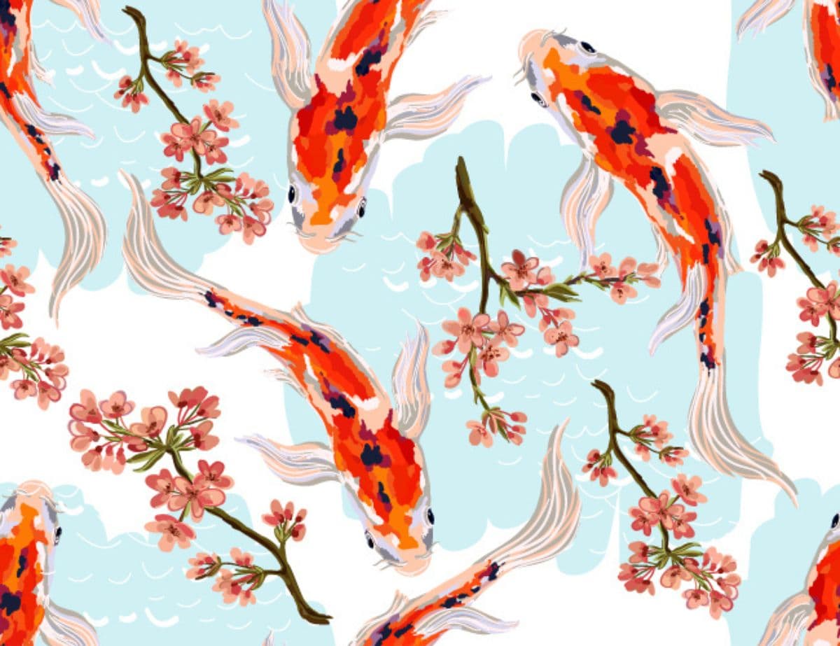 Decorative Koi Fish Pattern Almirah Makeover Wallpaper pattern detail
