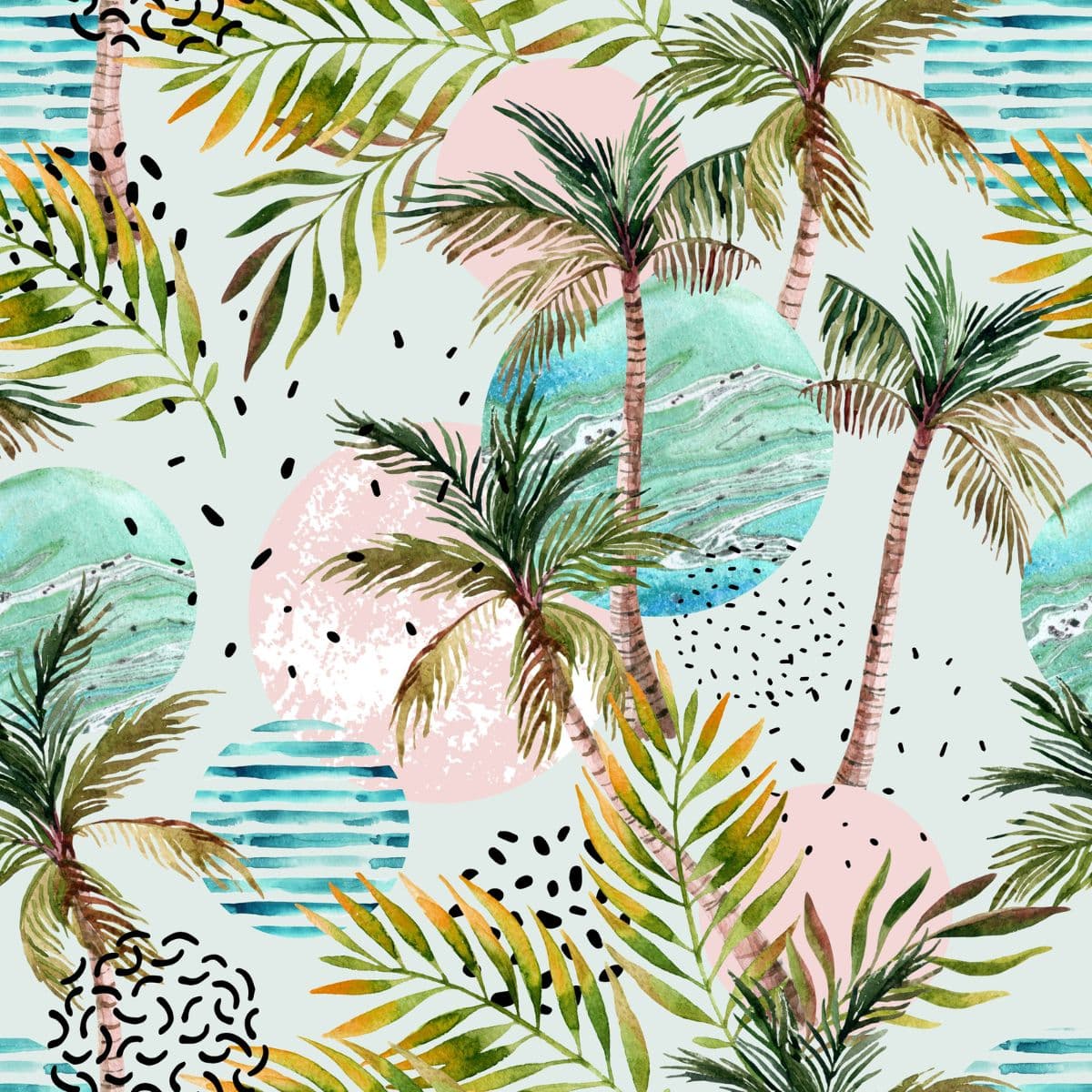 Palm Tree Pattern Almirah Wallpaper pattern detail