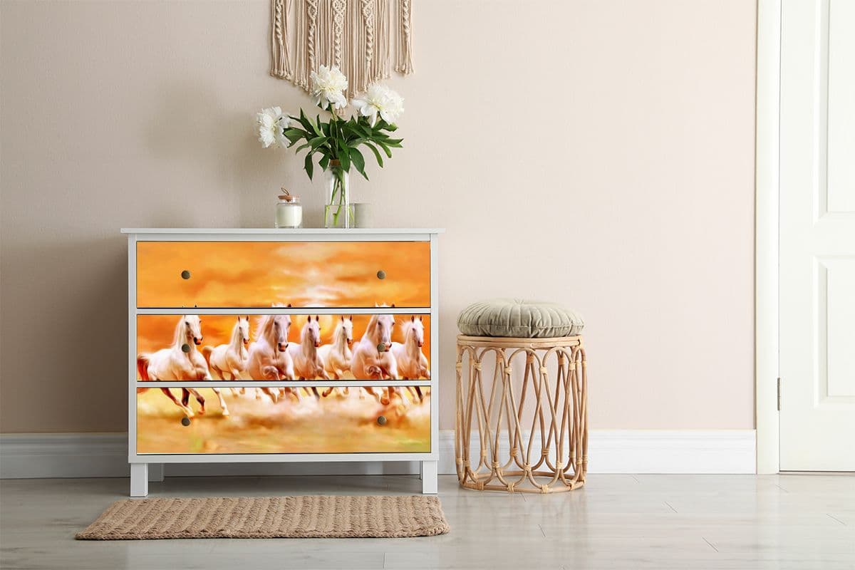 Seven Horses Furniture Wallpaper shown in a room
