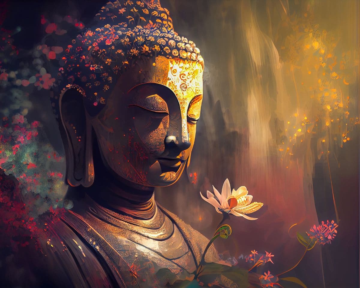 Sougata, Peaceful Zen Buddha Murals pattern detail