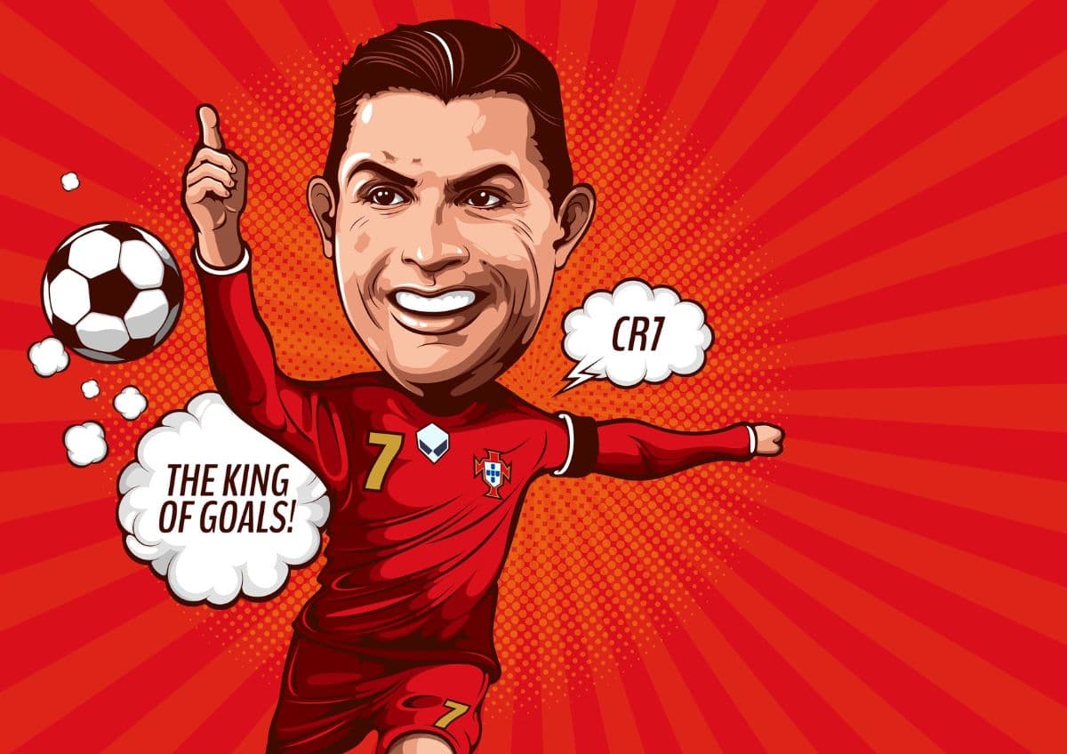 Cristiano Ronaldo King of Goals Football Fan Art Room Decor Wallpaper pattern detail