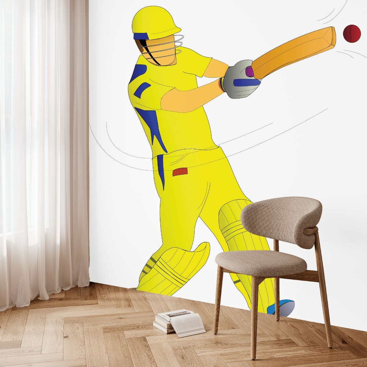 MS Dhoni Wallpaper for Home Walls shown in a room