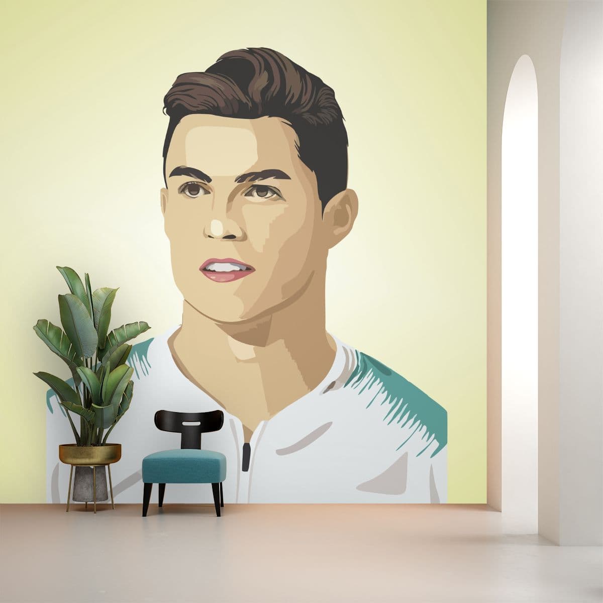 Ronaldo CR7 Wallpaper for Living Room shown in a room