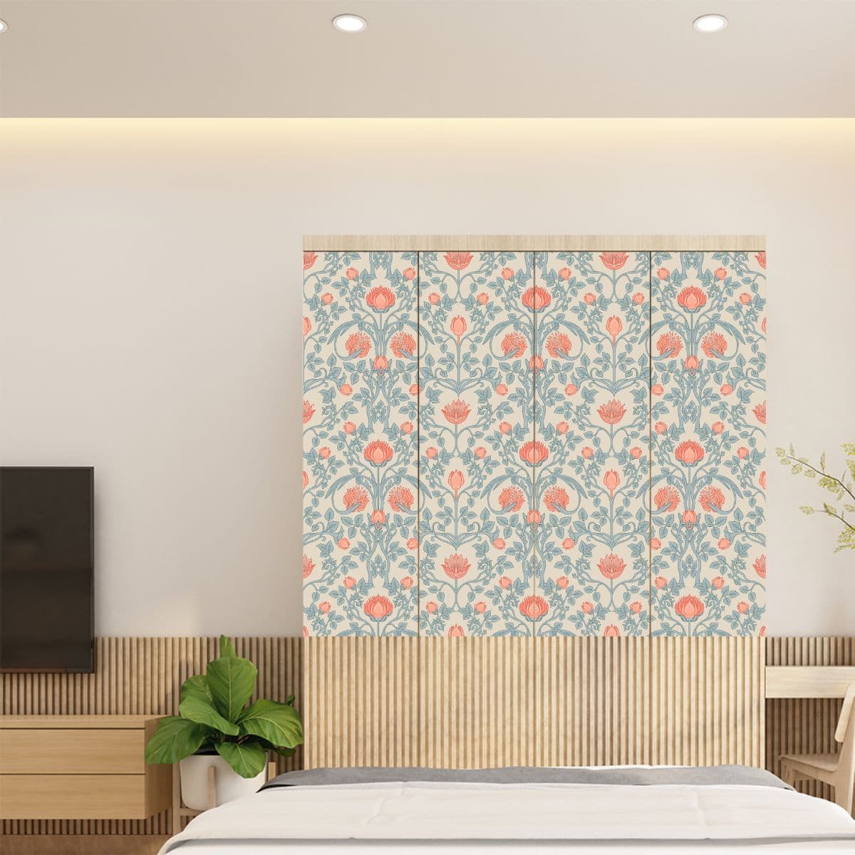 Mid Century Retro Wardrobe Wallpaper shown in a room