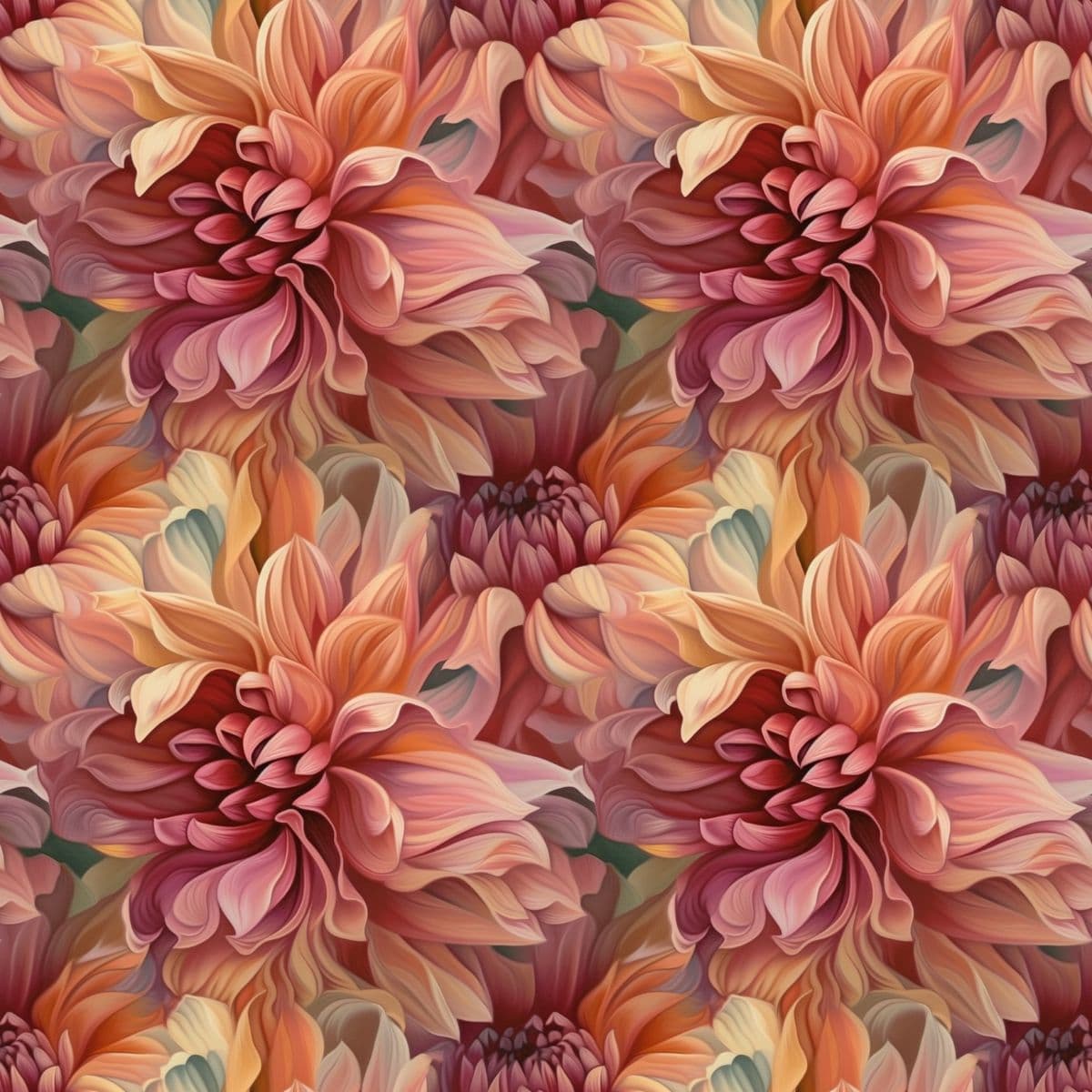 Serene Floral Art Pattern Wardrobe Wallpaper pattern detail