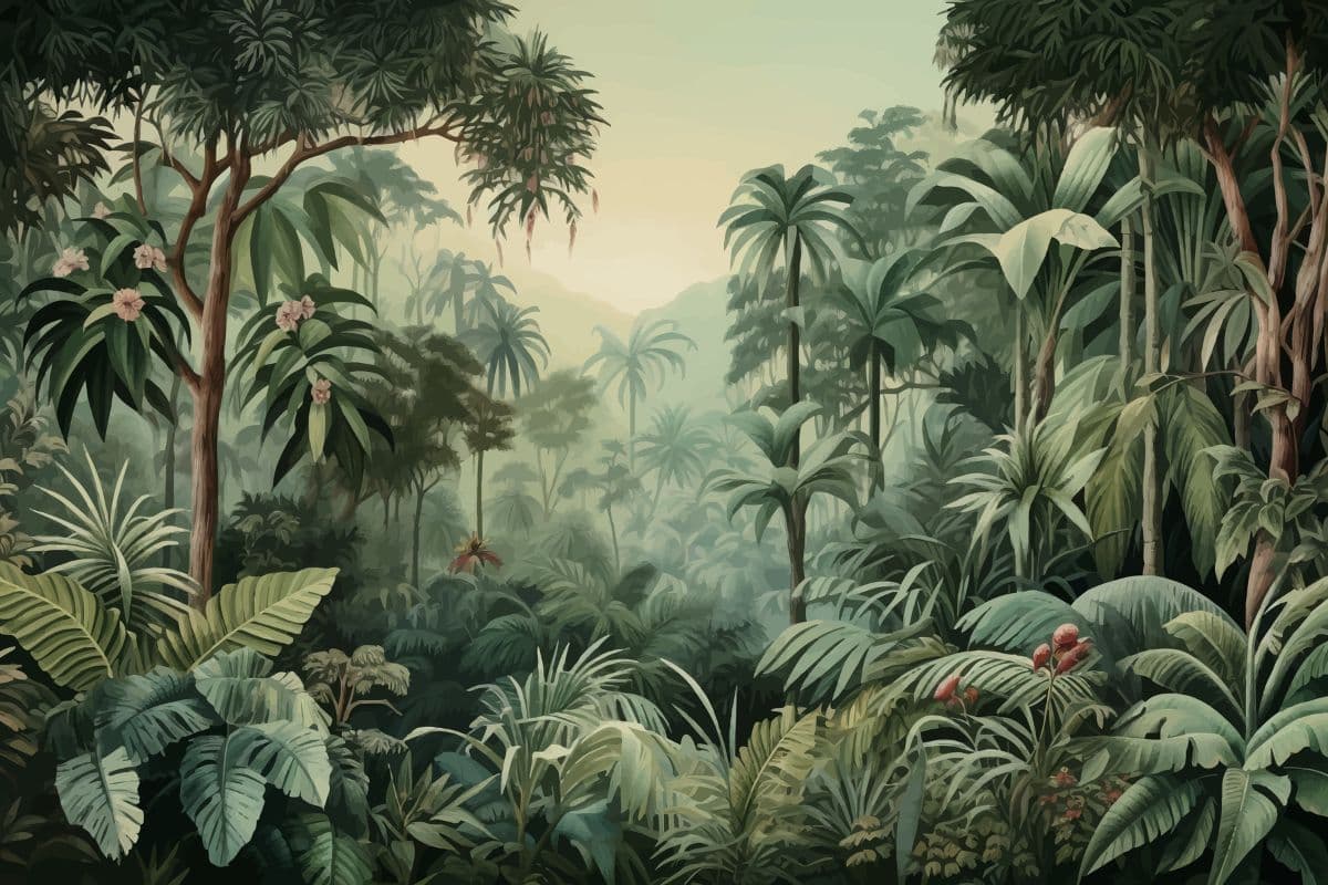 Tranquil Tropical Forest Wardrobe Wallpaper pattern detail