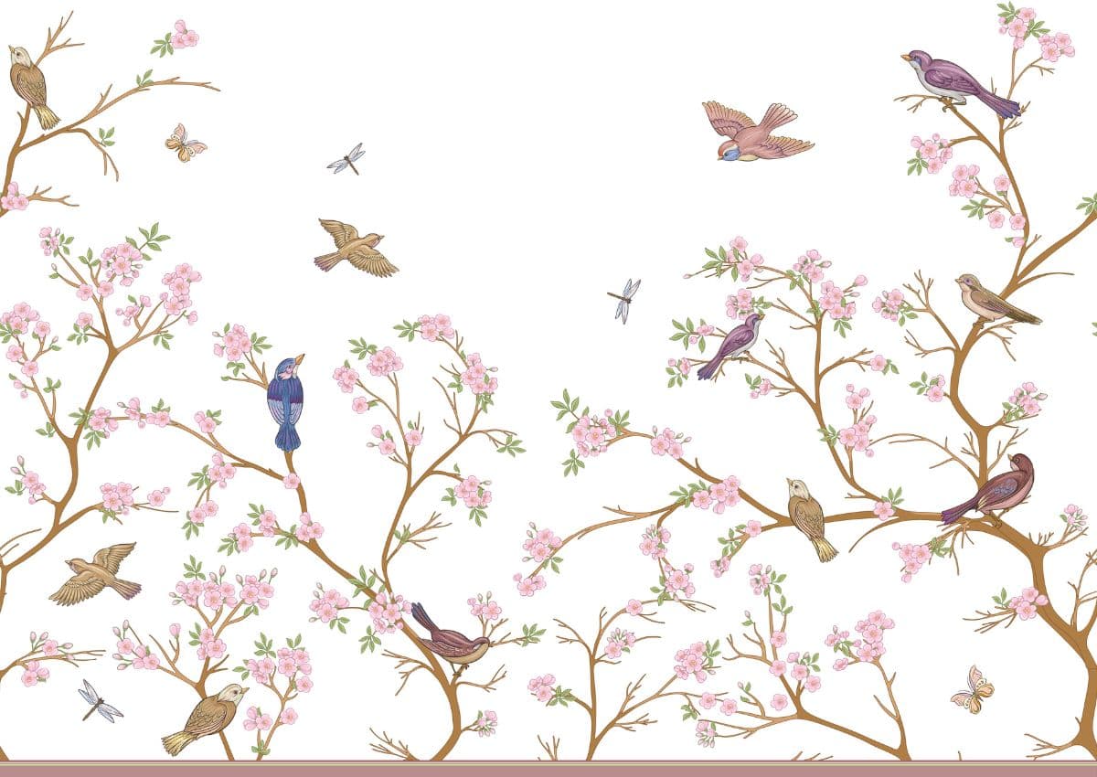 Blossom Bird Paradise Wallpaper pattern detail