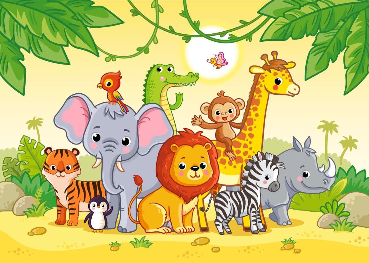 Jungle Friends Wallpaper pattern detail
