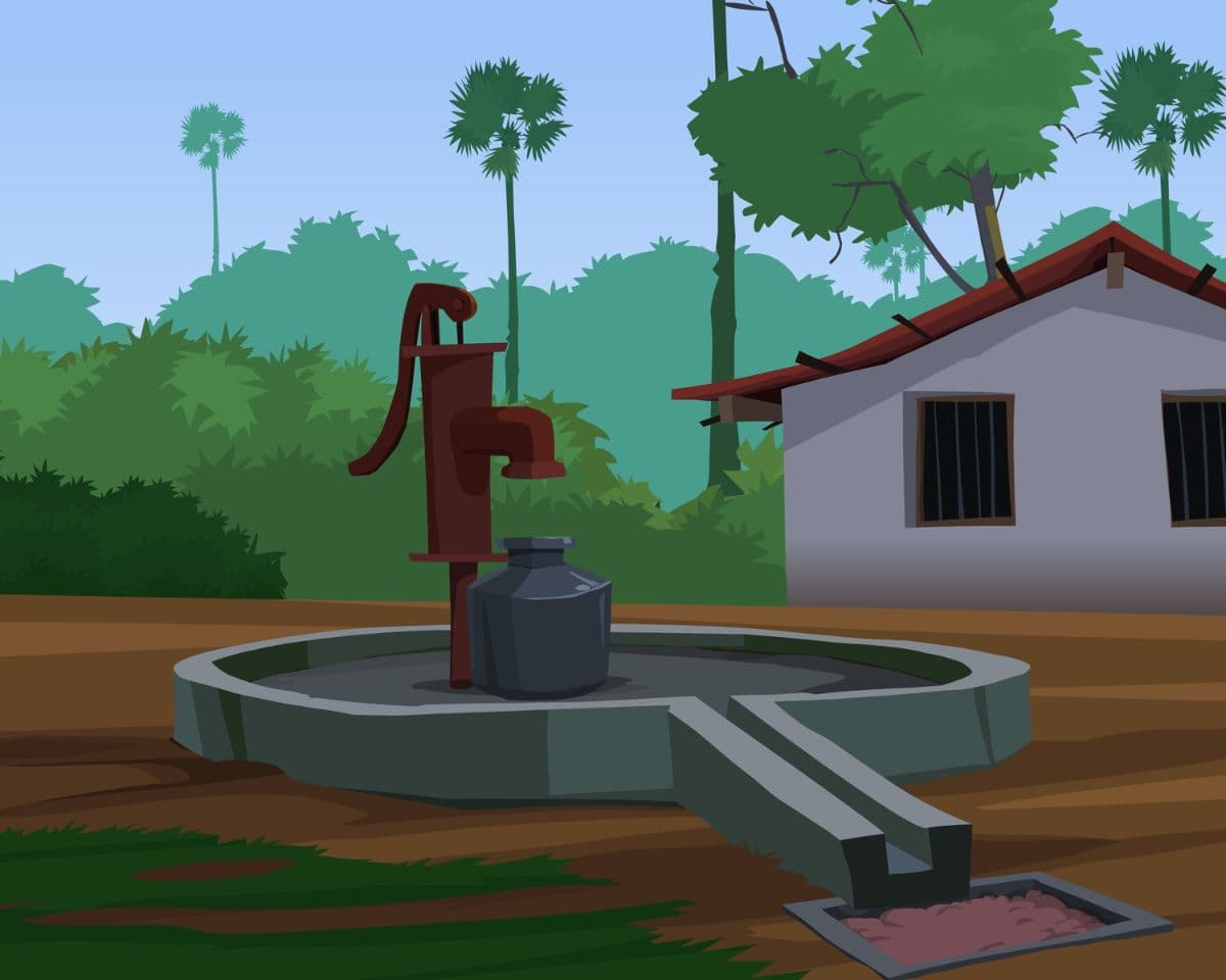 Hand Pump in Indian Villages Wallpaper Mural pattern detail