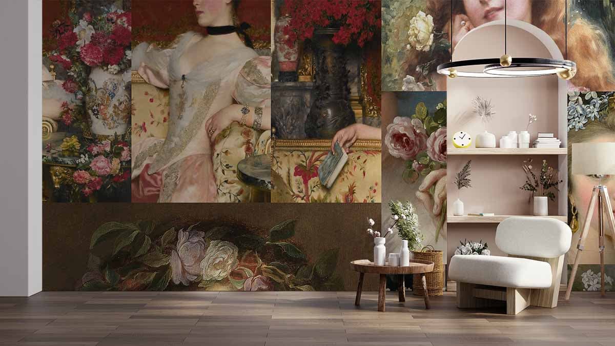 Veronica Art Patchwork Wallpaper Mural, Customized pattern detail