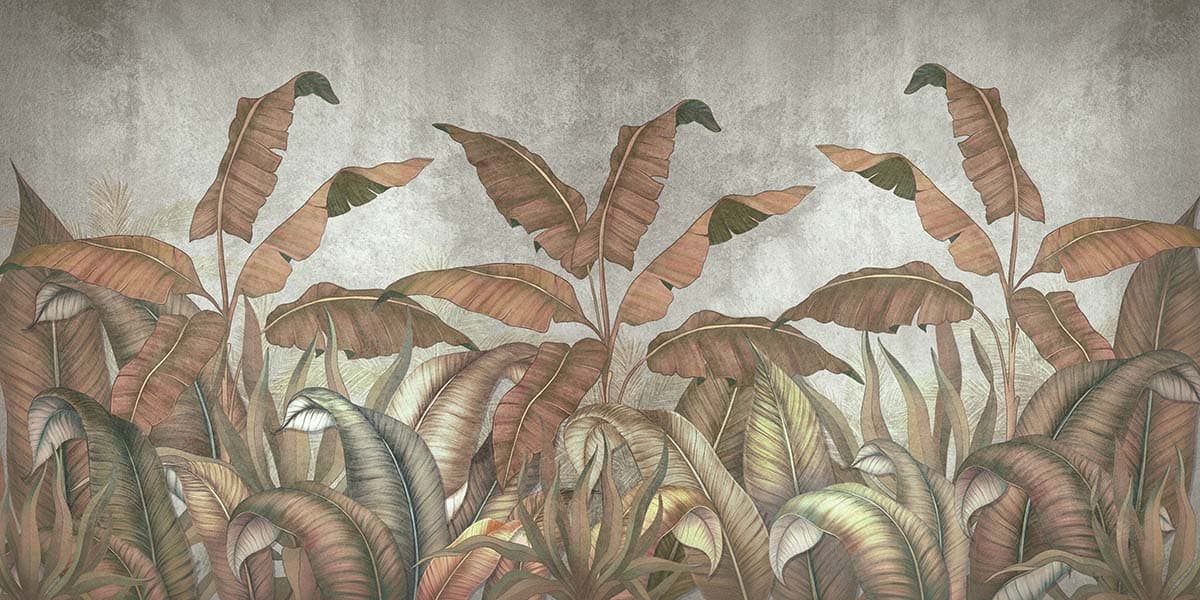 Jungle Banana Leaf Symphony Wallpaper pattern detail