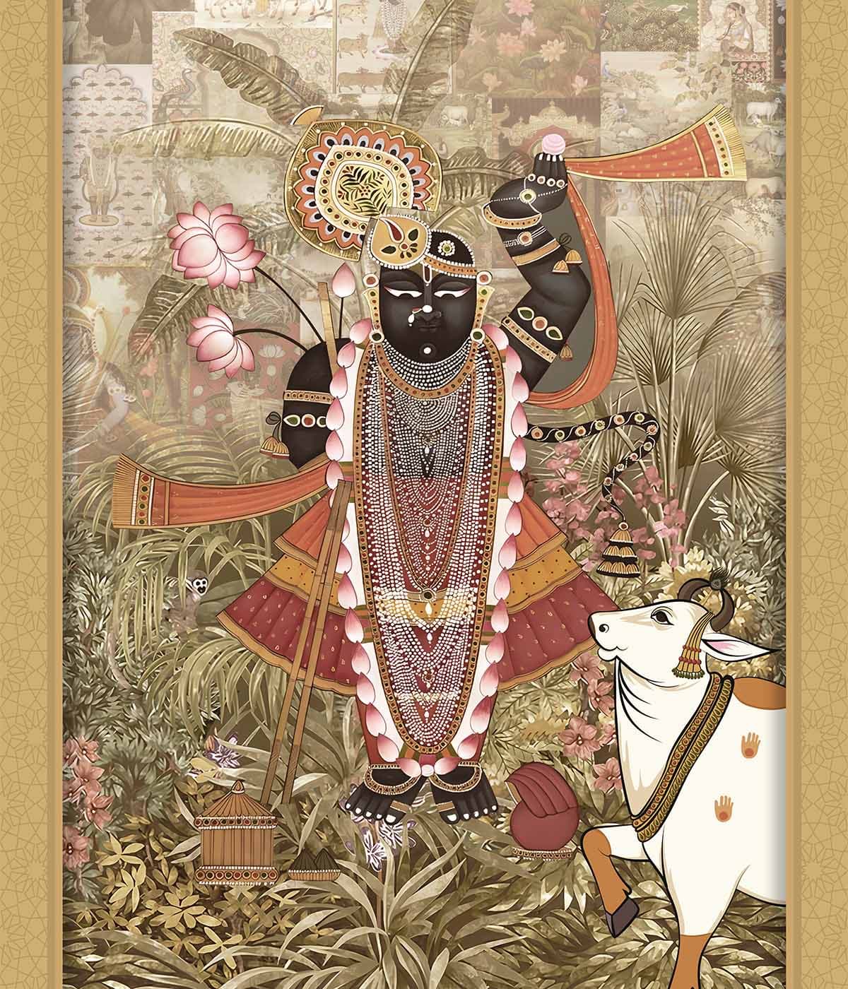 Shrinathji Pichwai Wallpaper pattern detail
