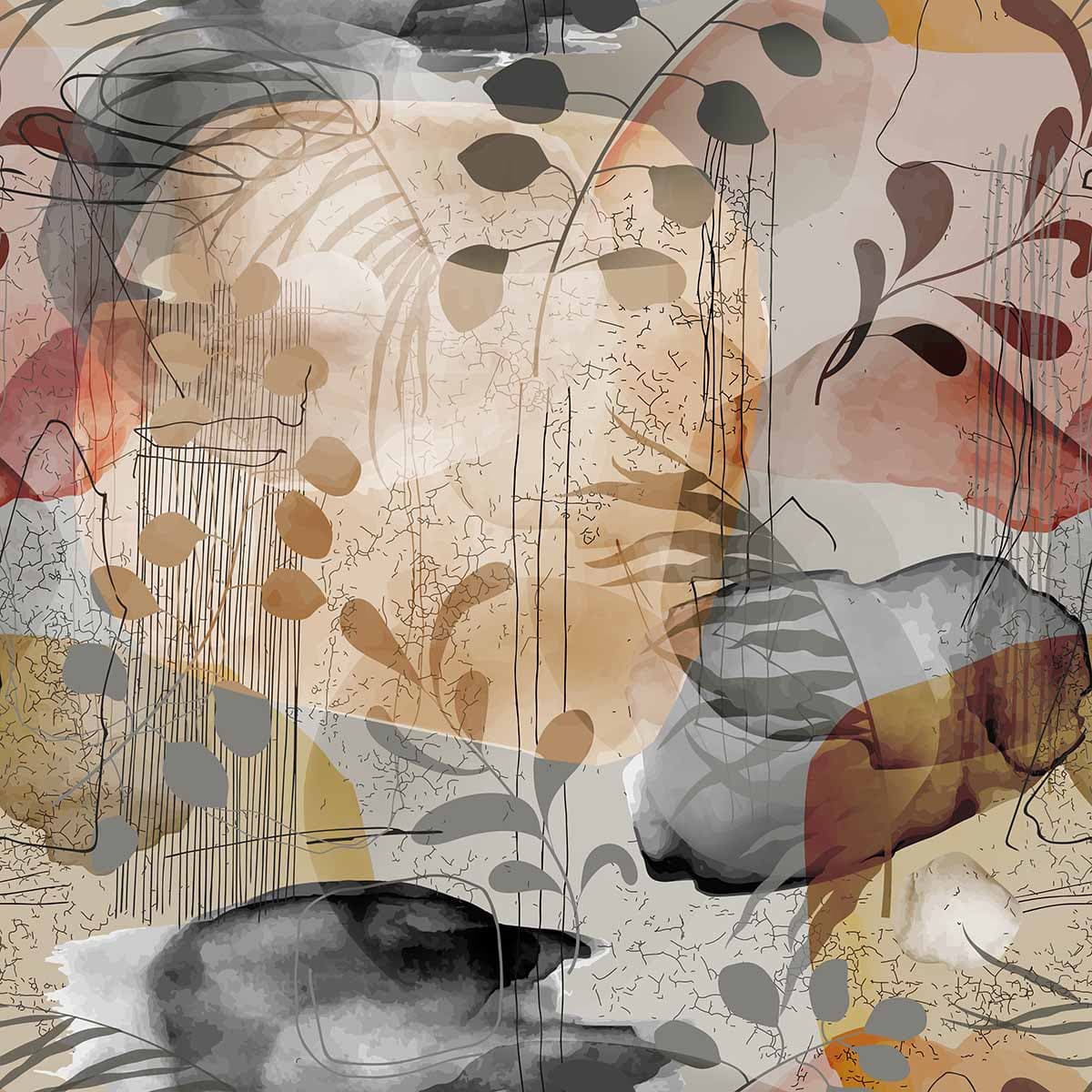 Modern Tropical Leaves Abstract Art Style wallpaper pattern detail