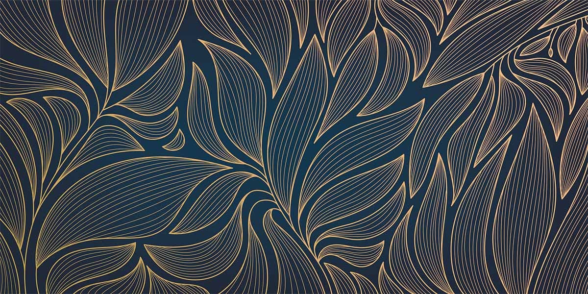 Botanical Golden Leaves Modern Design Wallpaper pattern detail