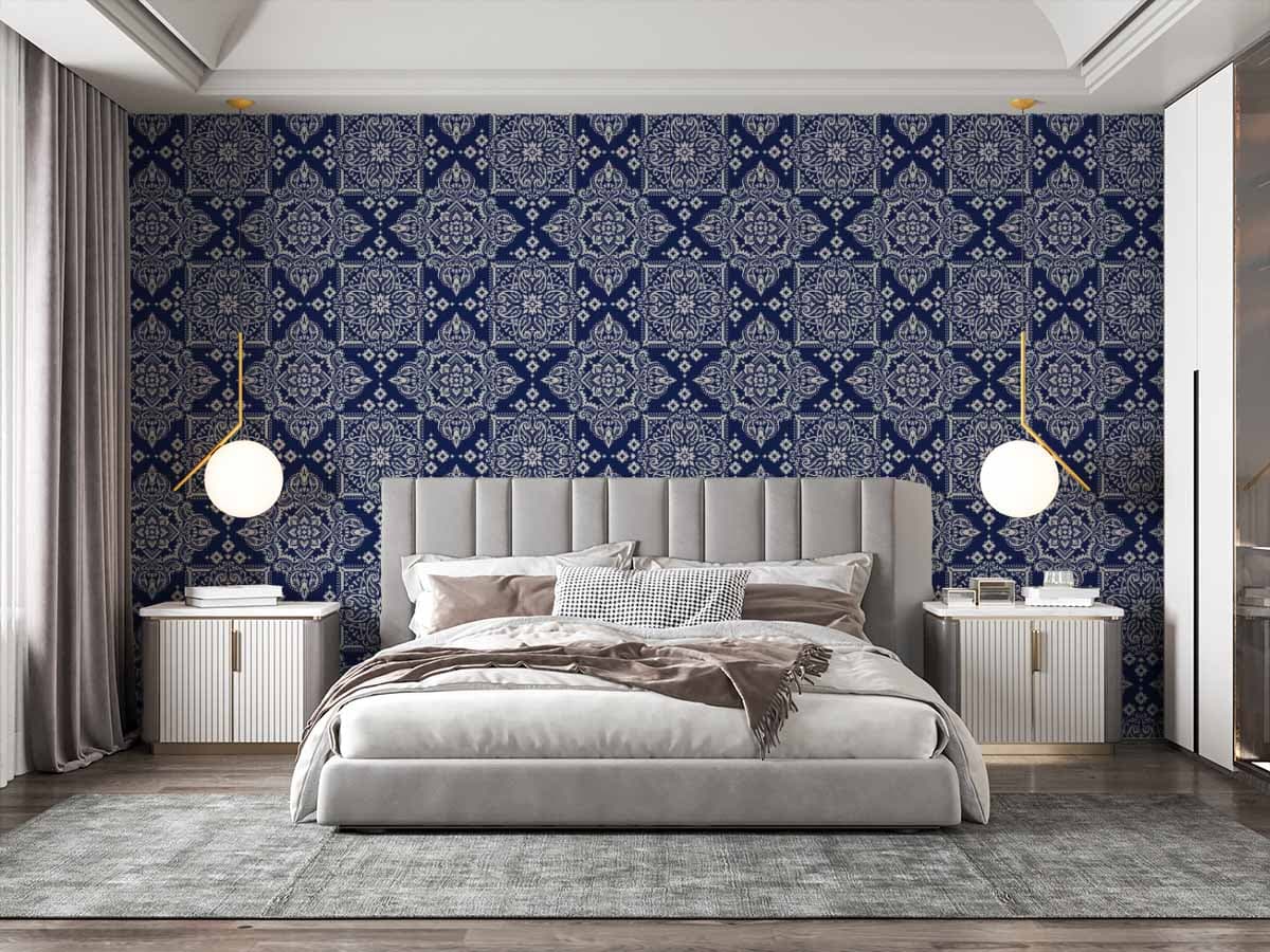 Traditional Ornamental Ethnic Design Wallpaper shown in a room