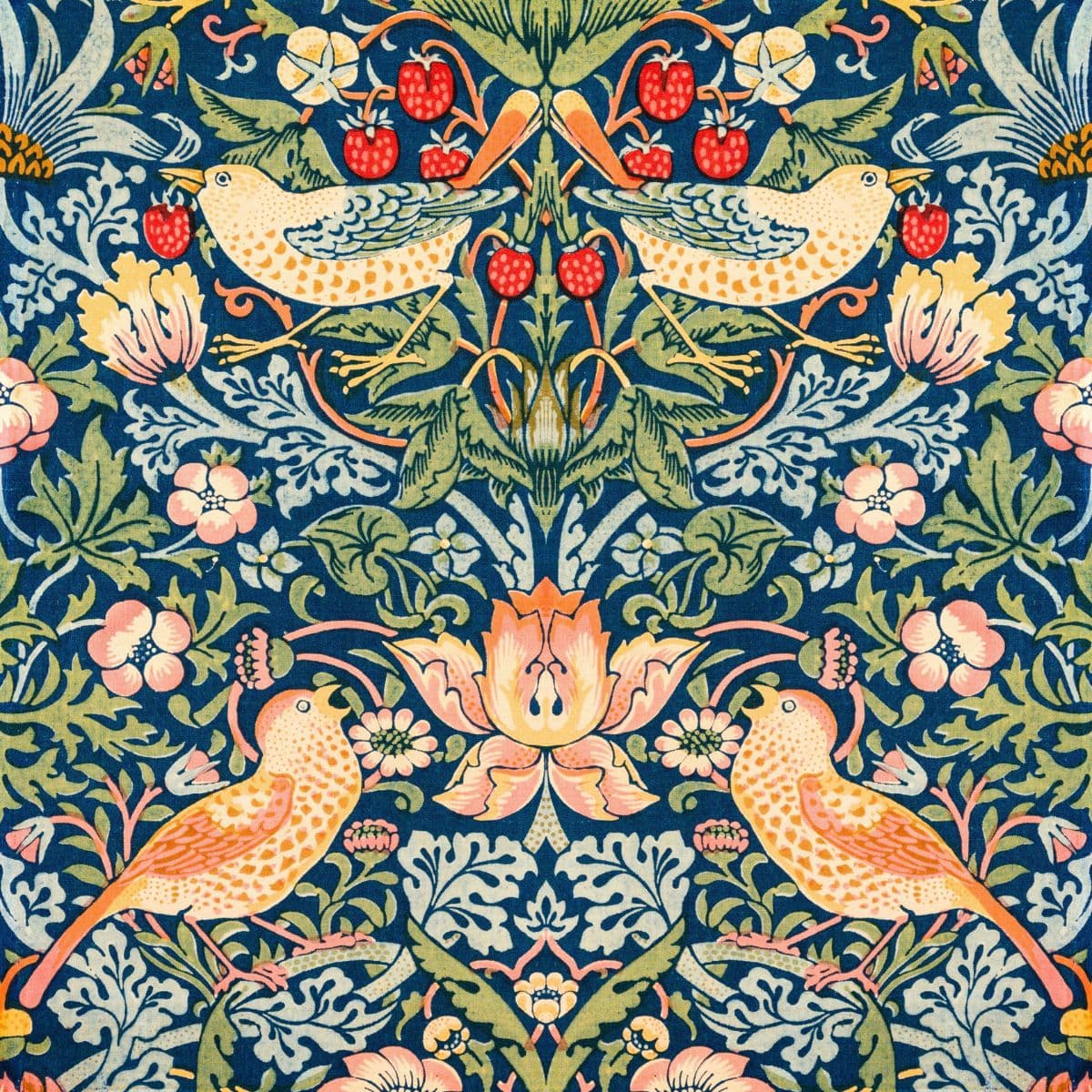 William Morris Strawberry Thief Wallpaper pattern detail