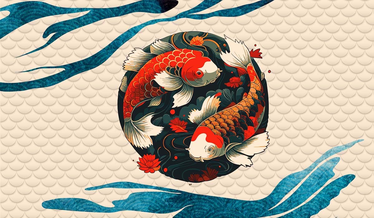 Balance and Harmony Koi Vastu Wallpaper pattern detail
