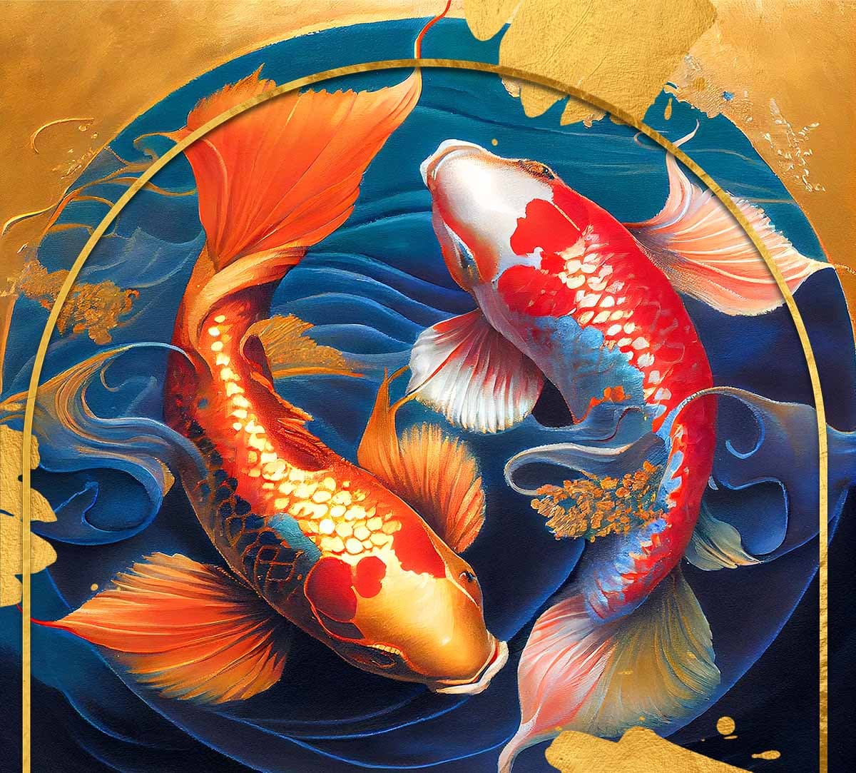 Prosperity Koi Fish Vastu Wallpaper pattern detail