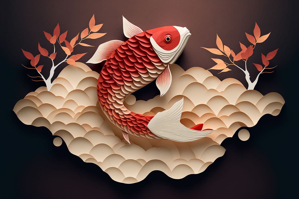 Serenity Koi Fish Vastu Art Wallpaper pattern detail