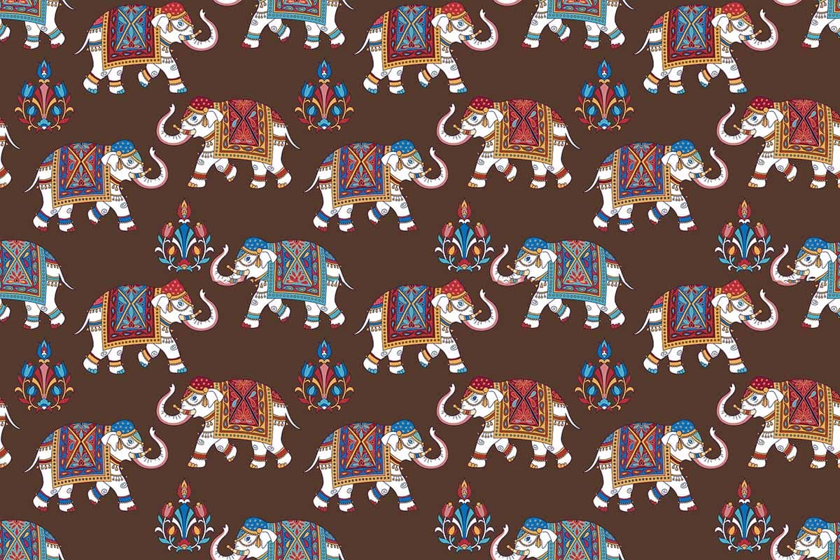 Elephant Guardian Vastu Tapestry Wallpaper pattern detail