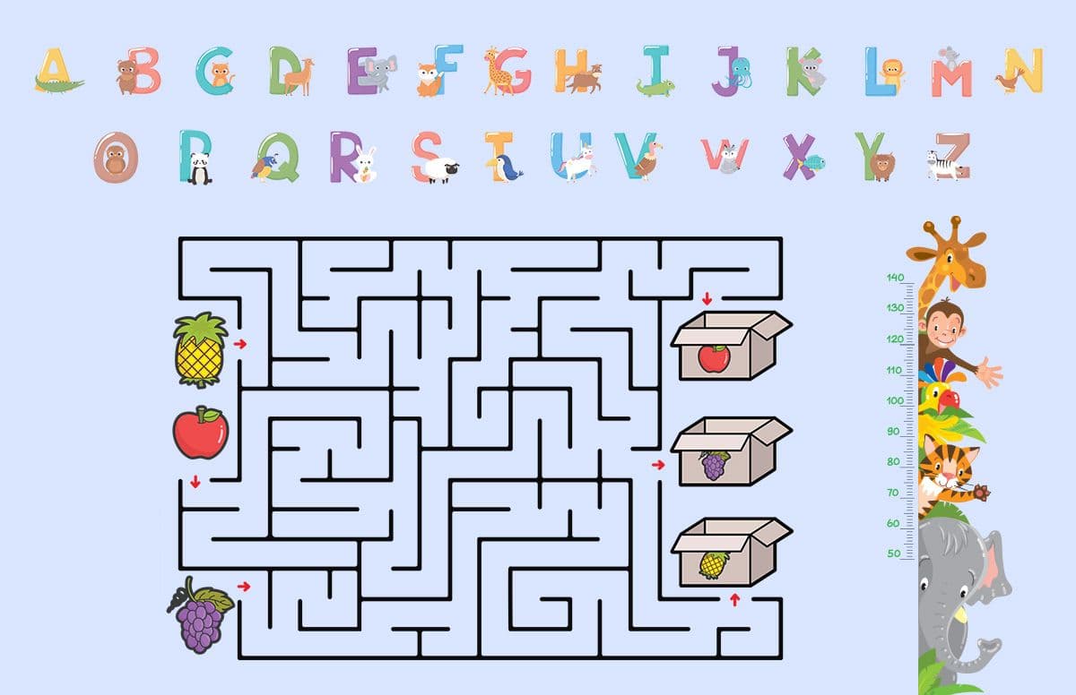 Maze Game Kids Room Interactive Fun Activity wallpaper pattern detail