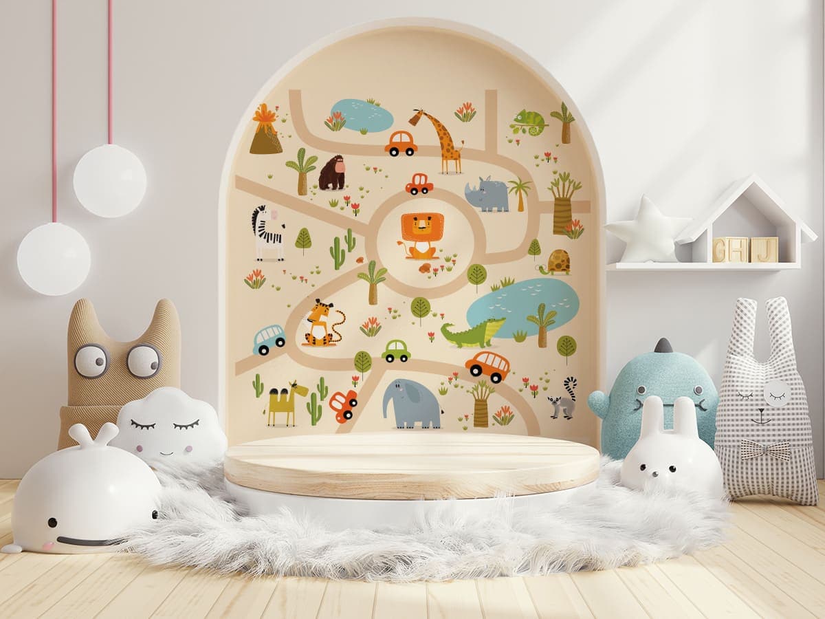 Fun Kids Games Activity Theme Wall Design Wallpaper shown in a room