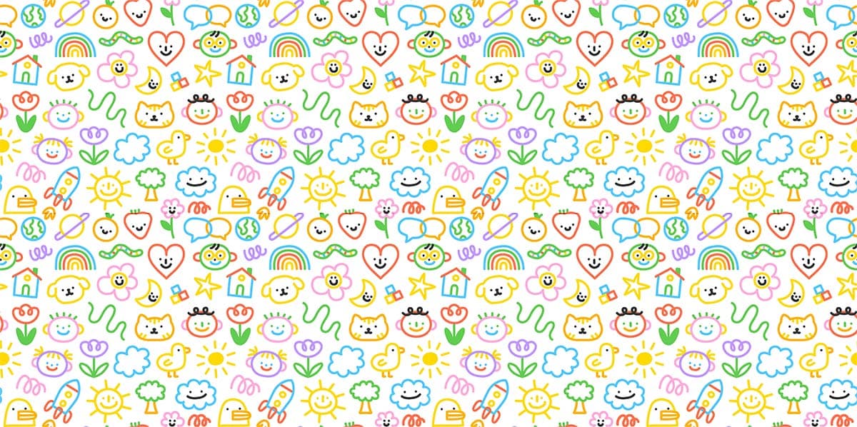 Colorful Seamless Kids Pattern Fun Wall Mural Wallpaper pattern detail
