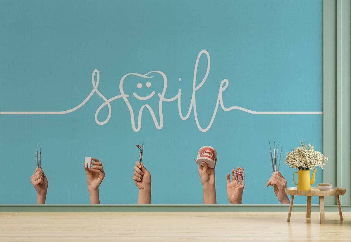 Smiling Tooth Dental Clinic Wall Design wallpaper shown in a room