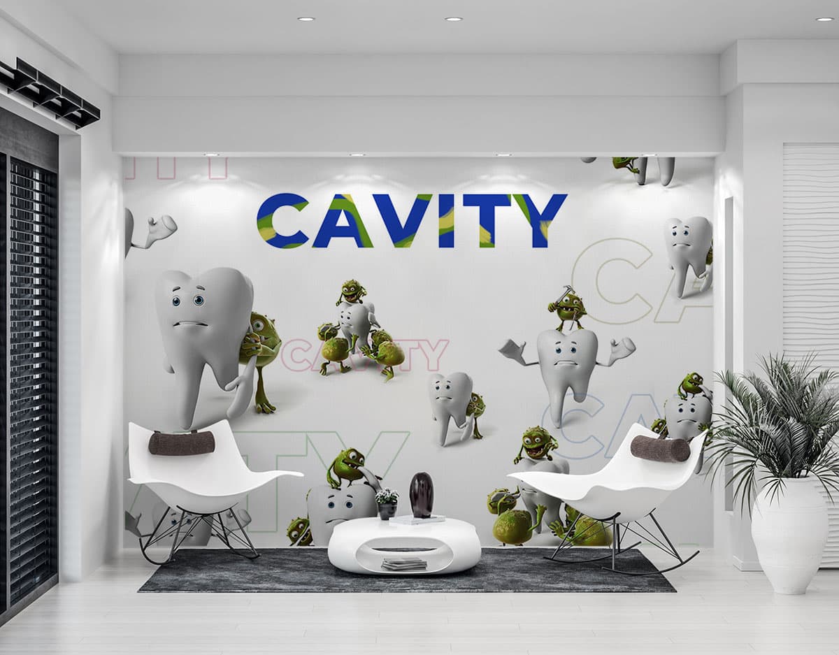 Cavity Free Dental Health Wallpaper shown in a room