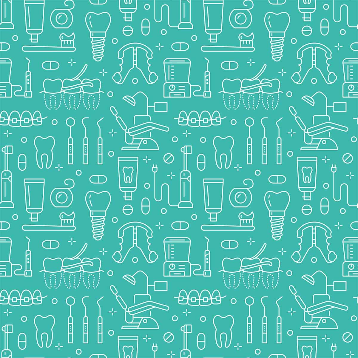Small Patterned Seamless Dental Clinic Wallpaper pattern detail