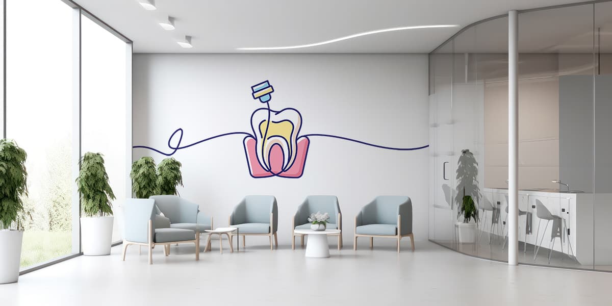Teeth Root Canal Wallpaper for Dental Clinic shown in a room