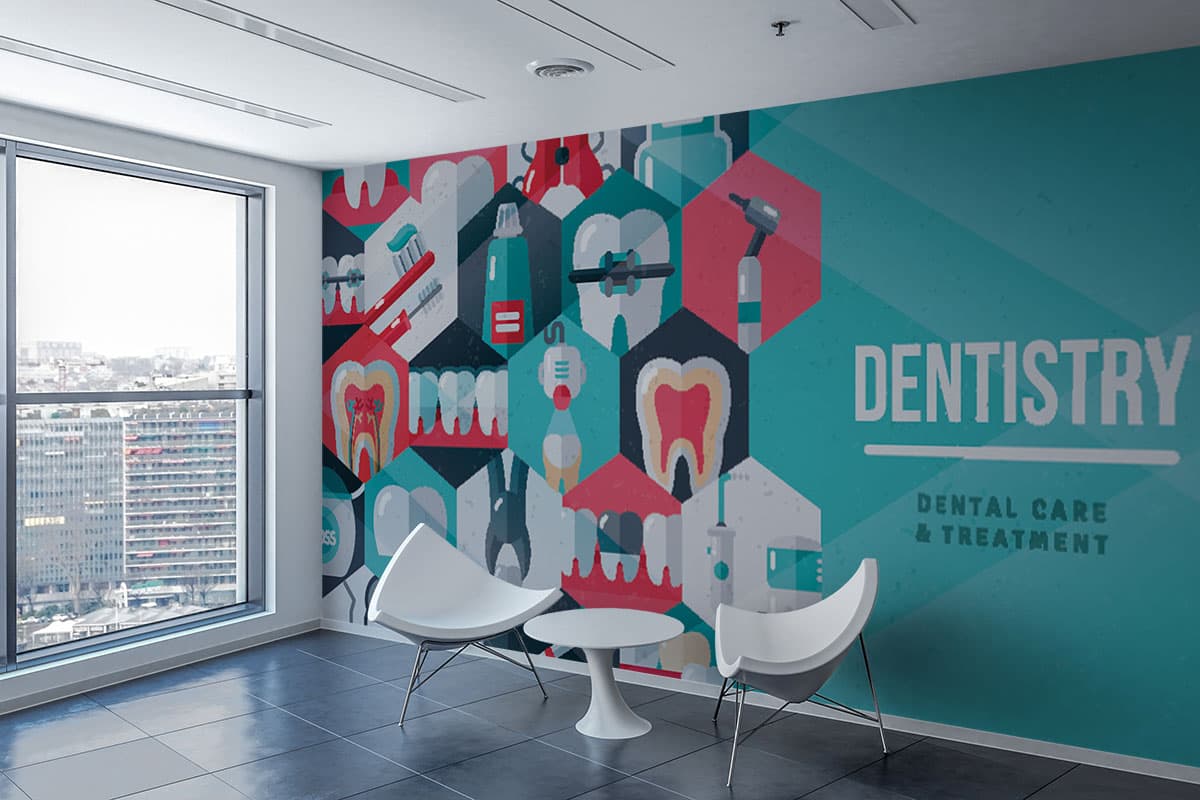 Dental Care & Treatment Wallpaper for Dental Clinic shown in a room
