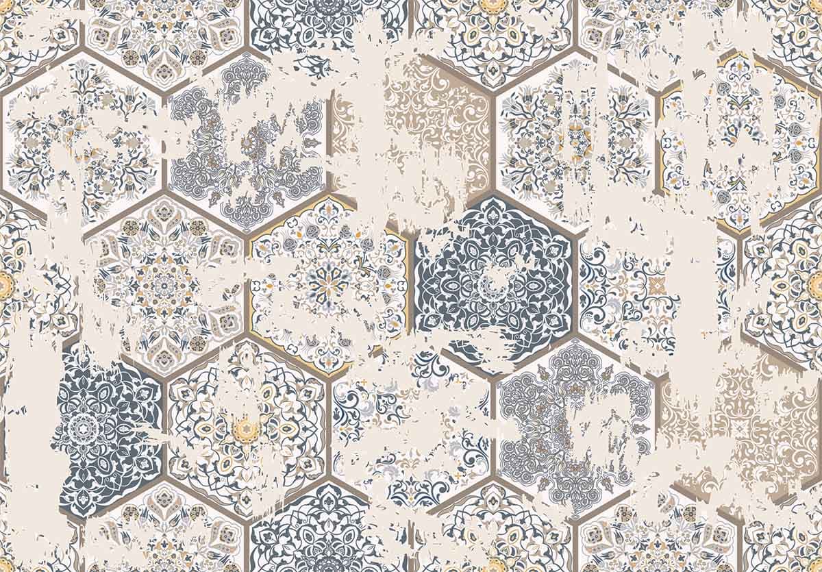 Azulejos Tiles Patchwork Wallpaper Mural pattern detail