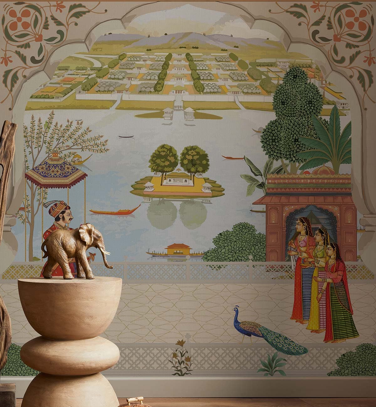 Heera Mandi, Opulent Oasis Wallpaper shown in a room