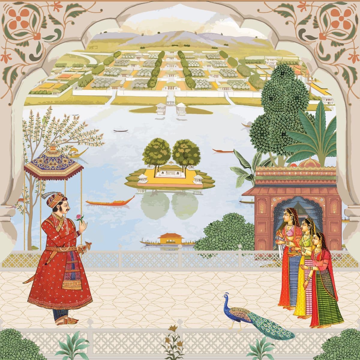 Heera Mandi, Opulent Oasis Wallpaper pattern detail