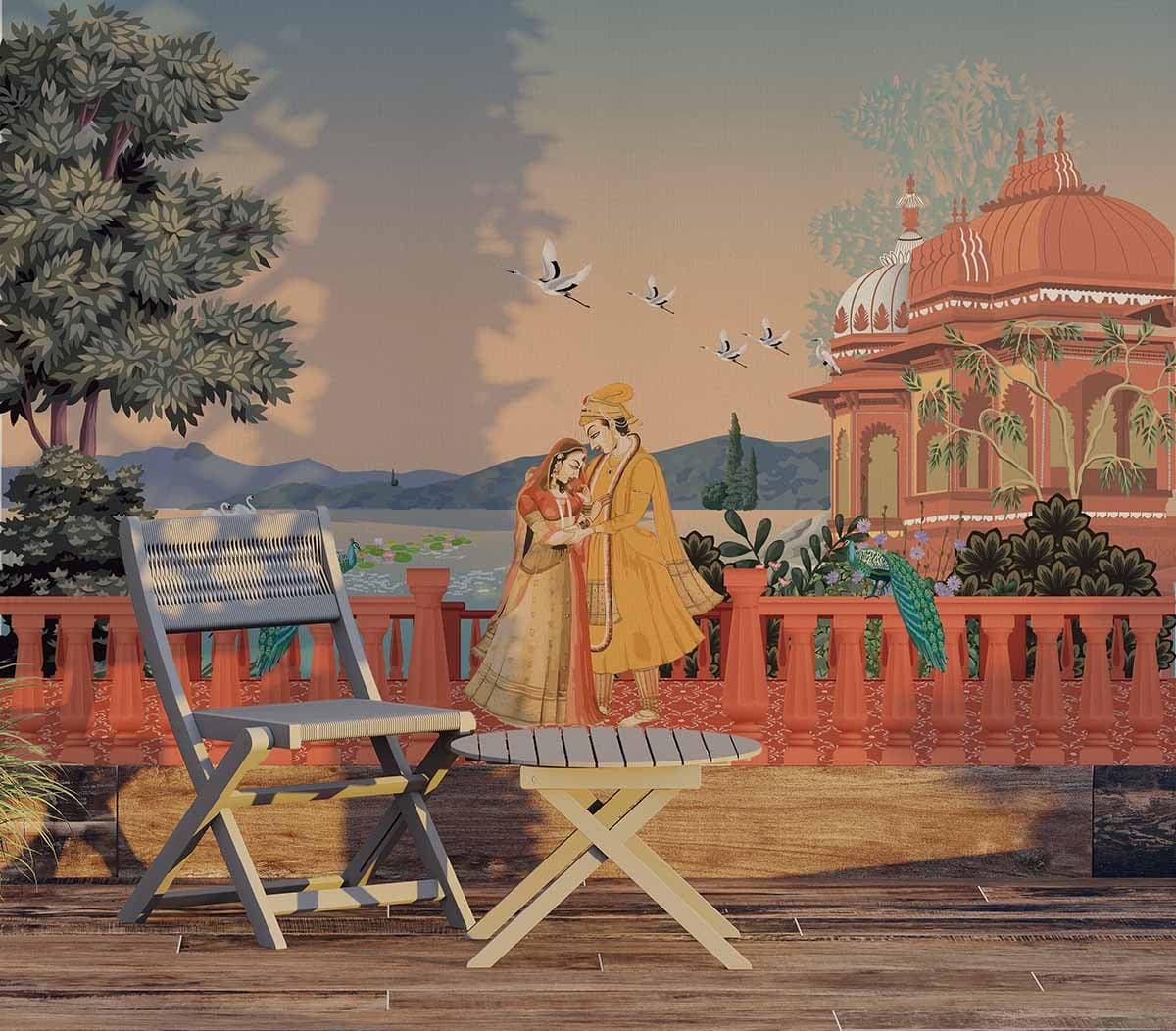 Hira Mandi Timeless Charm Wallpaper shown in a room