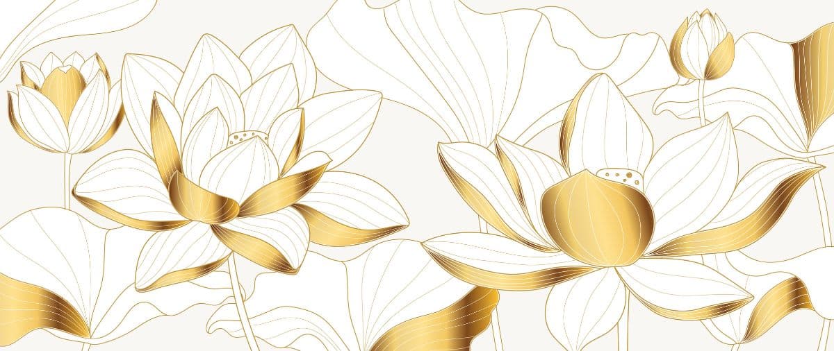 TV Unit Royal Golden Lotus Wallpaper pattern detail