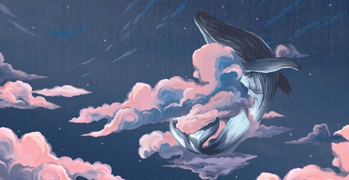 Whale in The Night Sky Wallpaper Mural pattern detail
