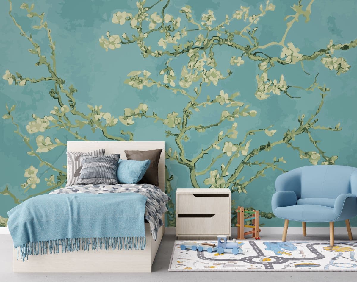 Van Gogh Almond Blossom Wallpaper shown in a room