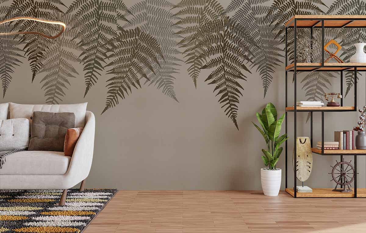Classy Hanging Fern Leaves Wallpaper Mural shown in a room