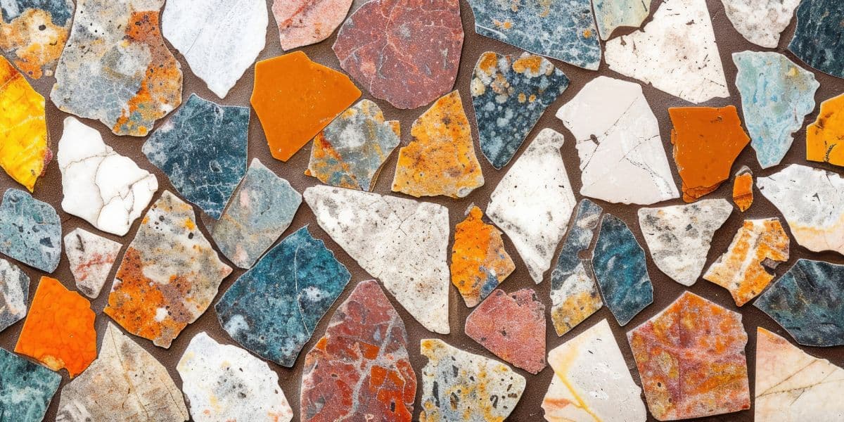 Colorful Mosaic Stones Terazzo Wallpaper pattern detail