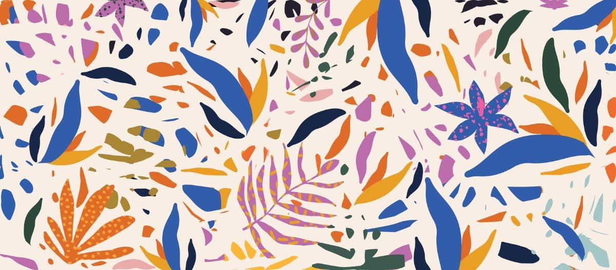 Terrazzo Inspired Tropical Leaves Wallpaper pattern detail