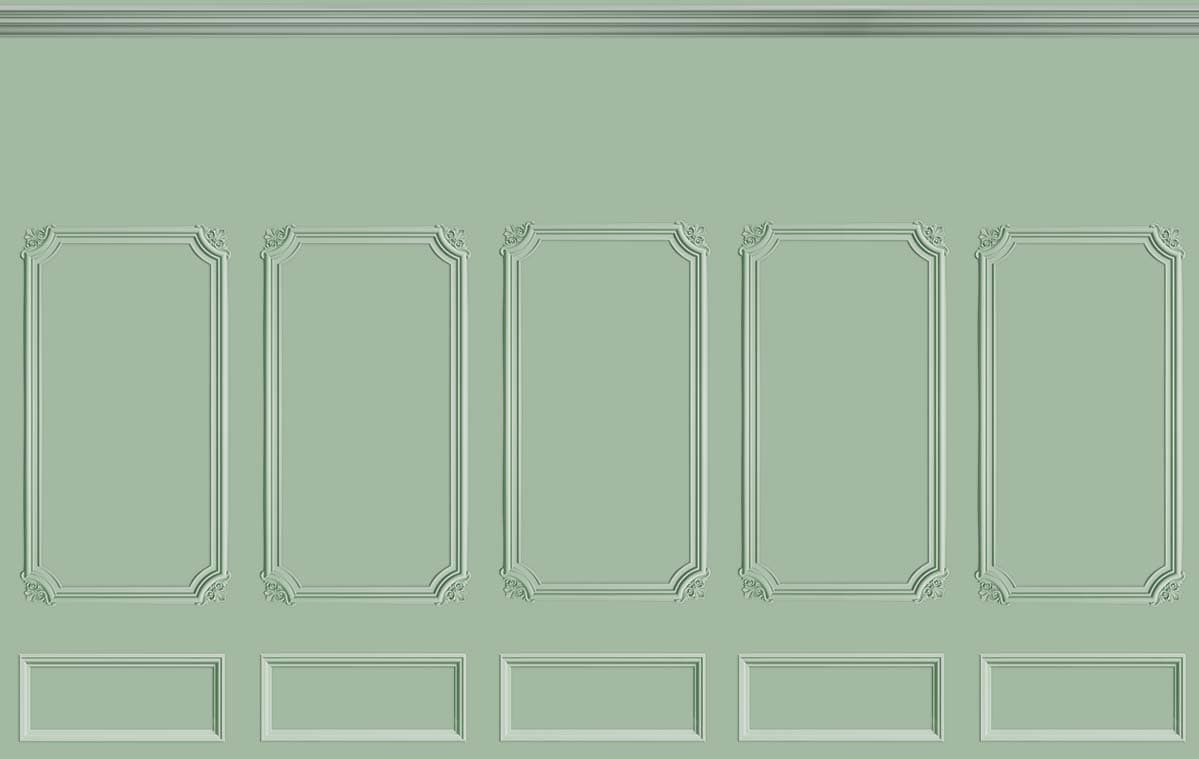 Sage Green 3D Panel Design Wallpaper Mural pattern detail